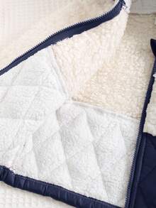 Cozy Pixies 男婴撞色连帽保暖内衬开衫，休闲百搭 - 藏蓝色 - 查看 6