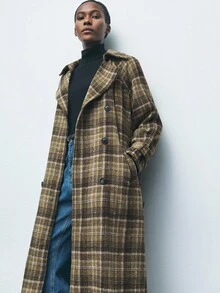 Maija 秋冬休闲复古格子长袖女大衣 - 軍綠色 - 查看 4