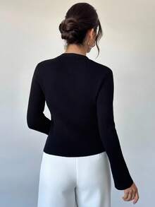 Firerie Women's Elegant Party 3D Floral Graduation Sweater Top, Neck Solid Color Knitted Cardigan,Halloween Costumes ,Wedding Guest For Women Autumn/Winter,Fall Clothes For Women,Knit Sweater, Comfortable & Elegant, Suitable For Dating, Casual, Travel In Autumn/Winter,Festival Party Outfits For Women Black Cardigan Cropped Cardigan