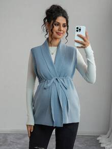 Momance Maternity Casual/Office Solid Color Knit Vest Winter - Blue - View 1