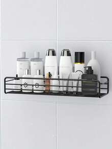 1pc Iron Bathroom Kitchen Storage Shelf, Non-Porous Wall Mounted Storage Shelf, Bathroom Storage Shelf Organizer Kitchen Organizer