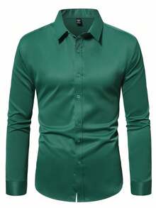 Calvornis Chemise décontractée à manches longues de couleur unie pour hommes, idéale pour le travail et les déplacements, automne