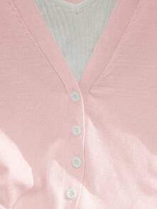 Franclia 新款轻薄圆领套头毛衣，修身剪裁，短款粉色开衫，简约设计，清新优雅，通勤百搭，春秋季 - 淺粉色 - 查看 3