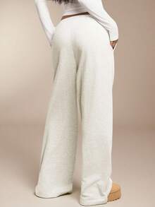 SHEIN Forever 21 白色基础款运动裤 女式运动套装 健身女式 机场女式阔腿运动裤 外出 - 淺灰色 - 查看 2