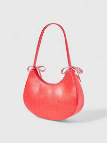 Strawberry Shortcake | ROMWE Women's Fashion Polka Dot & Strawberry Print Ruffle Shoulder Bag, Strawberry - Red - View 6