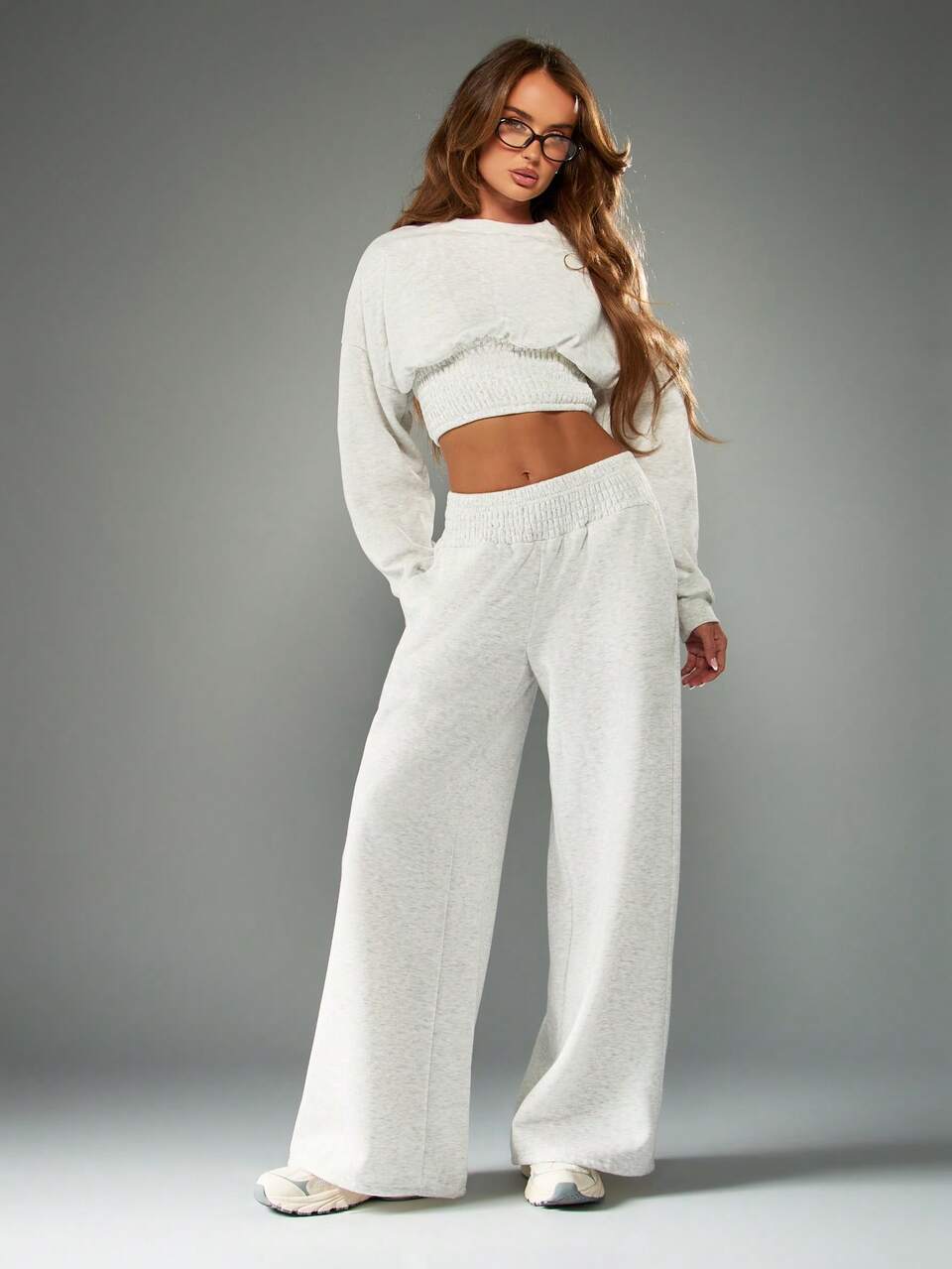 MISSGUIDED Shirred Waist Wide Leg Joggers For Women Casual Loose Fit Sweatpants With Elastic Waistband Comfortable Loungewear Pants