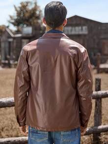 Manfinity Nomadique Men's Autumn Western Style Single-Breasted Casual Jacket - Brown - View 2