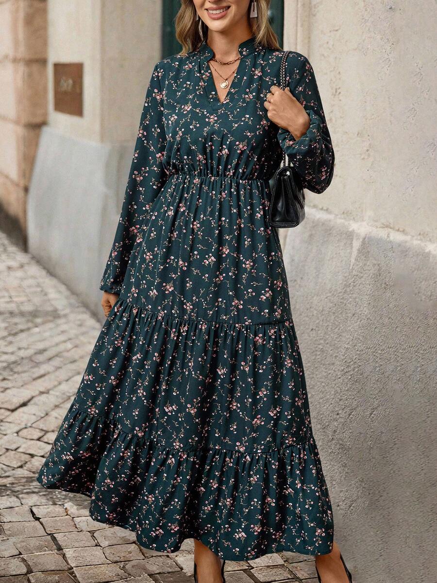 EMERY ROSE Đầm Maxi Tay Dài In Hoa Cổ Chữ V Thường Ngày Đa Năng Cho Nữ - Nhiều màu - Xem 1