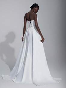 Elitara Elegant Minimalist Heavy-Duty Version Of The Double-Layer Neckline Structure Tummy Pleated Long Skirt, Heavy-Duty Wedding Dress, Evening Dress, Autumn Dress, Robe, Net Dress