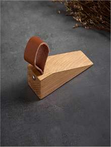 SHEIN 1PC Solid Wood Door Stopper Anti-Collision Wall Protector Non-Slip Holder Durable Natural Wood Wedge Stop Block For Home Office Living Room Bedroom Door Floor Protection Door Buffer Interior Design Wedge Decor