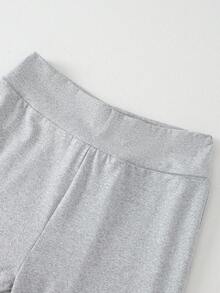 SHEIN Teen Girl Black & Heather Grey Flare Leggings, Versatile & Classic Combination Fall Winter