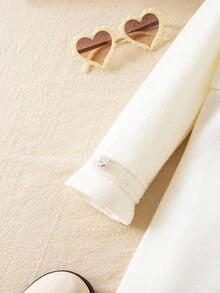 Emery Rose Kids Emery Rose Kids Young Girl Cute White Hooded Jacket, Gloves Set, Versatile For Autumn/Winter Fall