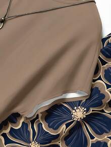 Rusticease 2pcs/Set Women Casual Floral Pattern Round Neck Top And Loose Pants, Versatile Outfit Suitable For Spring And Autumn Pants And Top Set