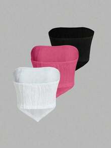 INAWLY Atasan Wanita Asimetris Backless Plain Seksi - MultiWarna - View 2