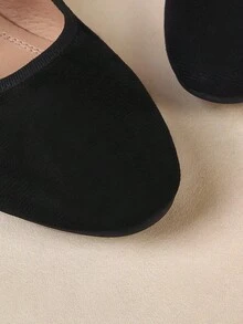 Rosivie Giày bệt nữ đế vuông mũi vuông kiểu Pháp mới mùa hè 2025, quai dệt rỗng màu đen, thoáng khí, thoải mái - màu đen - Xem 6