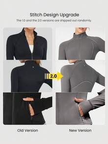 GLOWMODE FeatherFit™ Slim-It Streamline Performance Secure Pockets Zip Up Long Sleeve Jacket Low Impact Yoga Daily  Spring Summer - Red Violet - View 5