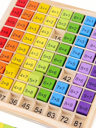 Zazumi Wooden 99 Multiplication Table Board With Memory Skill Blocks Early Learning Math Toy Educational Teaching Aid Random Color Accessories Math Chart For Kids Learning Games Homeschool Supplies
