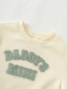 Cozy Pixies 2pcs Baby Boy Letter Print Soft Knit Crew Neck Long Sleeve Sweatshirt And Elastic Waist Jogger Pants Set - Mint Green - View 7