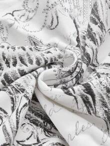 ROMWE J-Fashion Y2K Kpop演唱会朋克骷髅印花二合一撞色蕾丝无袖上衣 - 白色 - 查看 4