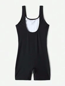 少女植物印花拉鍊一體式泳衣 - 彩色 - 查看 2