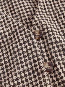 SHEIN MOD Women's Brown Houndstooth Print Tie-Waist Suit Set,Fall /Winter,Halloween,Christmas, Going Out,Cute,Gothic,Chic,Casual,Plaid Set - Multicolor - View 8