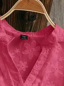 Linhara Women's Versatile 3/4 Sleeve Embroidered Shirt Collar Cardigan, Elegant For Commuting, Spring/Summer/Autumn