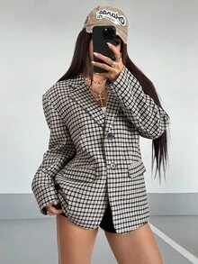StreetHx Women's Streetwear, Casual Street Style, Retro 2000s Fashion, Work Clothes, Vintage Aesthetic, Going Out Loose Fit Long Sleeve Jacket - Light Grey - View 6