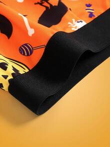 Happy Jammies Calzoncillos para adolescentes de la familia de colores naranja con diseños de calabaza de Halloween, cara de fantasma, telaraña, murciélago y gatito, divertidos y adorables para una fiesta familiar - Naranja - Ver 3