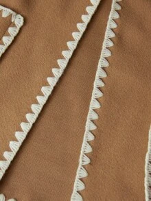 GENKIRA Women's Long Overcoat With Shell Crafted Design - Camel - View 6