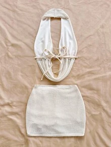 Soleia 女士两件套日常穿搭 露肩圣诞上衣 开学季服装 女士开学季秋季服装 哥特风女装 俱乐部服装 女士性感万圣节服装 俱乐部连衣裙 外出服装 演唱会服装 乡村演唱会服装 - 卡其色 - 查看 2