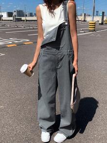 DAZY Women's Casual Everyday Versatile Striped Loose Denim Overalls Fall/Winter Y2k - Blue - View 4