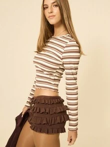 Aralina Áo thun nữ dáng ôm, kẻ sọc, mùa xuân/thu - Nhiều màu - Xem 3