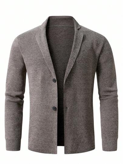 Manfinity Mode Plain Multicolor Knitted Cardigan For Men, Long Sleeve Casual Cardigan, Fall Winter