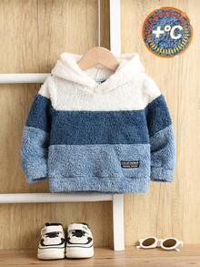 SHEIN 可爱撞色蓬松长袖卫衣，适合男宝宝，男女通用，适合宝宝冬季和深秋穿着 - 彩色 - 查看 3