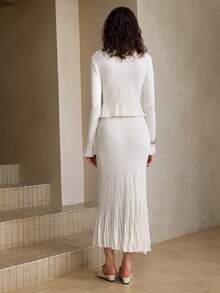 Arave 白色针织毛衣和裙子套装，时尚 - 白色 - 查看 6
