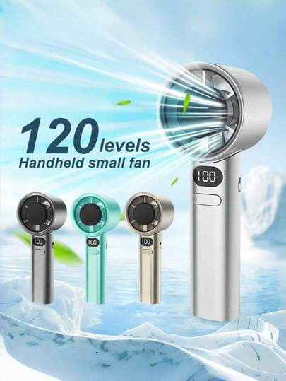 SHEIN 1PC Portable Mini Handheld Fan, Rechargeable USB Desk Fan With Digital Display Screen & 120 Speed Adjustable Settings, Office Outdoor Travel