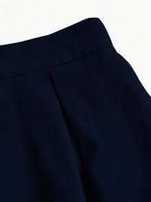 EMERY ROSE Chân váy dài chữ A màu trơn cạp cao có túi xéo màu xanh navy - Màu xanh hải quân - Xem 5