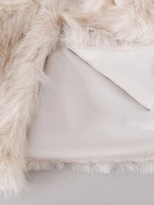 Young Girls Fluffy Cardigan Jacket With Pearl Decor, Suitable For Casual, Fashionable And Elegant Daily Wear Fall Winter Fur Jacket Kids