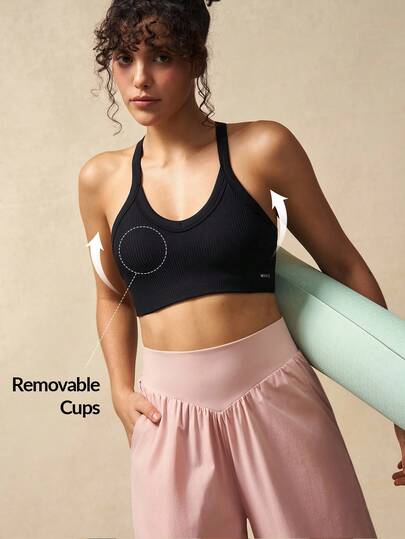 VARSIVA 女式罗纹短款修身休闲健身运动背心运动女士文胸