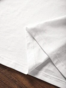 Glissea T-shirt décontracté polyvalent pour femmes avec imprimé léopard et lettres, col rond, manches courtes - Blanc - Voir 4