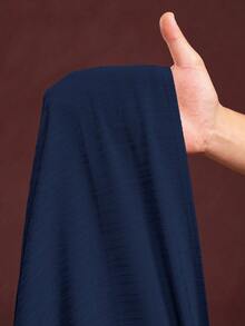 SHEIN CURVE+ Curve 尺码 US22 音乐节、海滨度假、波西米亚风 2026 加大码 女装 春夏新款 度假风 优雅日常休闲 宽松 干净 色卡 蓝色 编织纹理面料 无袖 荷叶边拼接 荷叶边拼接 立领 女装 加大码 长裙 春夏 - 藏蓝色 - 查看 8