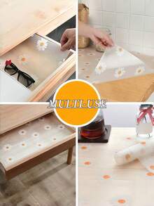 SHEIN 1 pezzo di rivestimento trasparente antiscivolo con motivo a crisantemo, rivestimento antiscivolo per cassetti, rivestimento antiscivolo per frigorifero, rivestimento in EVA impermeabile per armadietti, e rivestimento facile da pulire per armadietti da cucina. Regali di San Valentino, decorazioni per la tavola di San Valentino