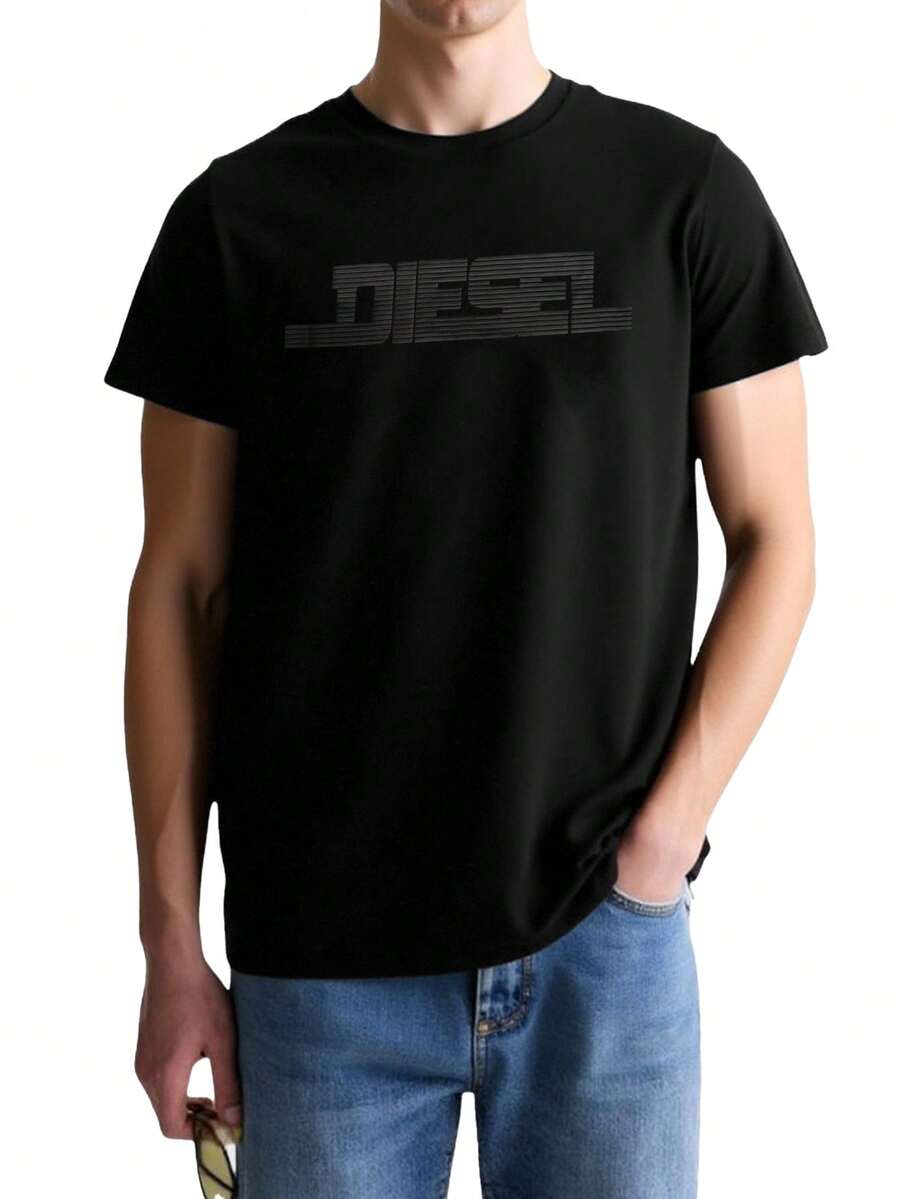 Diesel Men's T-Shirts Comfortable Versatile Lightweight Daily Weekend Sports Black A16861-RPATI-900 - Black - View 1