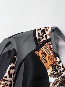 EMERY ROSE 2 件女式秋冬羊毛长袖 A 字型 T 恤和紧身裤套装，随机印花 - 彩色 - 查看 5