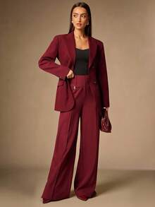 Silquee Women's Solid Color Straight High Waist Casual Versatile Suit Pants Burgundy In Fall/Winter - Burgundy - View 1