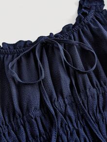 SHEIN MOD 女士优雅纯色无袖连衣裙，夏季 - 藏蓝色 - 查看 3