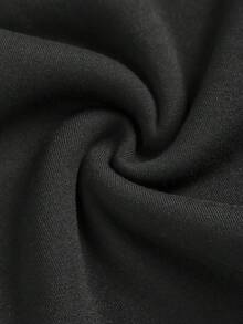 SHEIN Girlism 少女黑色纯色基本款百搭纯色松紧腰罗纹保暖内衬打底裤，秋冬 - 黑色 - 查看 4