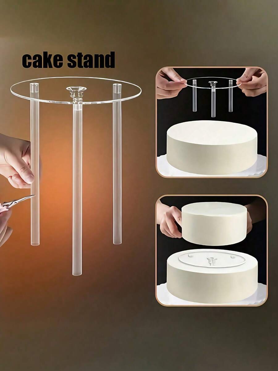 SHEIN 1 pièce Présentoir à gâteau en plastique à 3 étages, support de présentation de desserts rond pour mariage, anniversaire, fête des mères, remise de diplôme, fête, décoration de cuisine, plateau de service à la maison