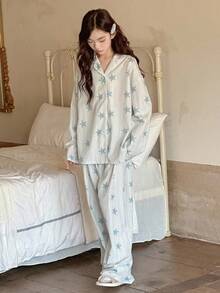 DAZY Teens/Girls Loose Fit All-Over Print Casual Homewear, Sweet Style, Autumn