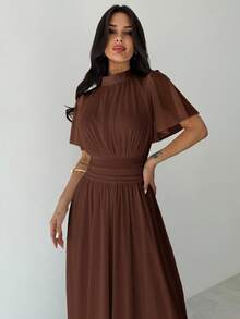 Firerie Váy trắng dáng chữ A xếp ly eo cao thanh lịch, lãng mạn, sang trọng, đi làm hàng ngày, đi biển, nghỉ dưỡng - Cà phê - Xem 7